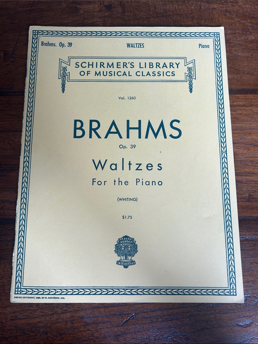 Schirmer's Library Brahms Waltzes Wall Art - Cream and Blue - 27 pages